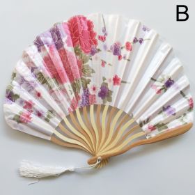 1pc Folding Fan Handheld Fans Chinese Imitation Silk Classical Hanfu Fan Tassel Elegent Female Fan Home Decoration Fan Chinese Fan Hand Folding F (Color: White)