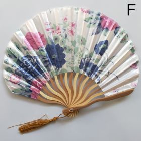 1pc Folding Fan Handheld Fans Chinese Imitation Silk Classical Hanfu Fan Tassel Elegent Female Fan Home Decoration Fan Chinese Fan Hand Folding F (Color: Green)