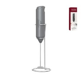 Electric Milk Frother Handheld with Stainless Steel Stand (Color: grey)