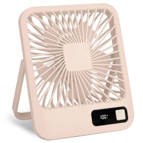 Mini Desktop Cooling Fan Rechargeable Battery Powered Personal Fan Speed Adjustment Strong Airflow Quiet Travel Fan with LCD Display for Home Off (Color: Beige)